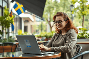 En person som enkelt får ett blancolån utan säkerhet via en dator.