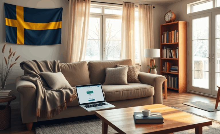 Person ansöker om lån online med dator hemifrån.