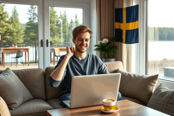 Person som ansöker om snabba lån utan kreditprövning via mobilapp
