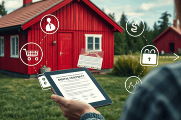 En illustration av ett digitalt kontrakt för enkla och säkra online-köp