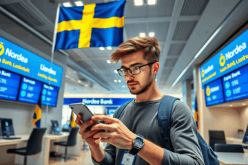 Person ansöker om snabblån via Nordea Banks onlineplattform.