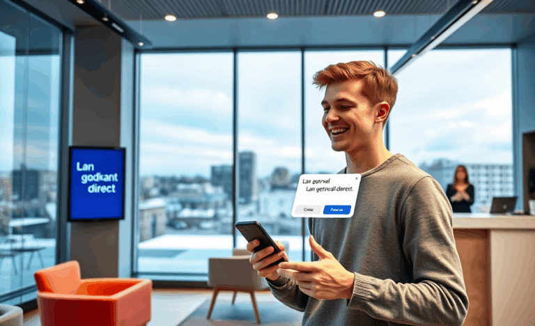 En person använder sin dator för att ansöka om ett lån online och får godkännande direkt.