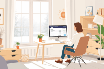 En person som ansöker om lån online via dator, visar enkelheten i digitala låneprocesser.