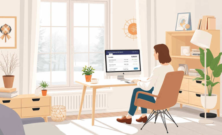 En person som ansöker om lån online via dator, visar enkelheten i digitala låneprocesser.