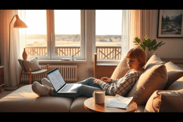 En person som ansöker om lån online från bekvämligheten av sitt hem
