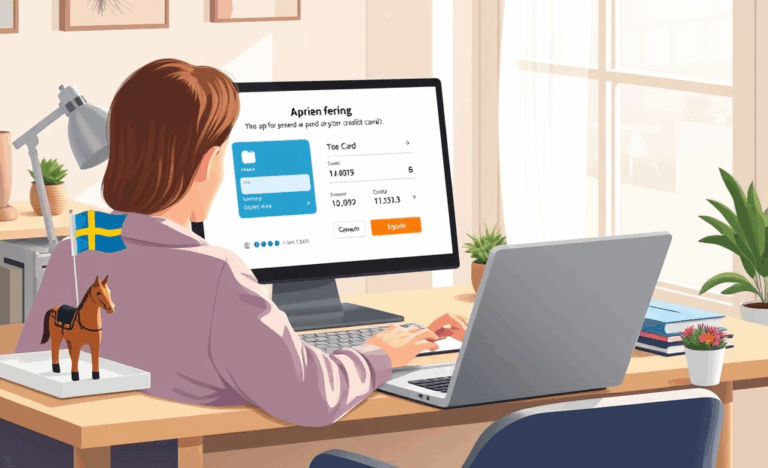 En hand som håller ett virtuellt kreditkort mot en digital bakgrund, symboliserar säker onlinebetalning.