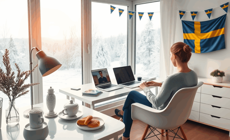 Person som arbetar hemifrån framför en dator och tjänar pengar online