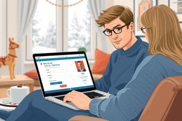 En person som ansöker om kredit online med få dokument via en dator.