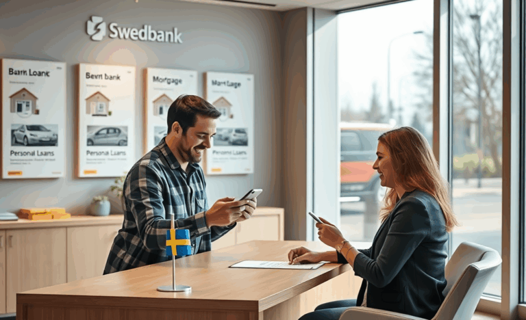 En person som ansöker om lån online på Swedbank