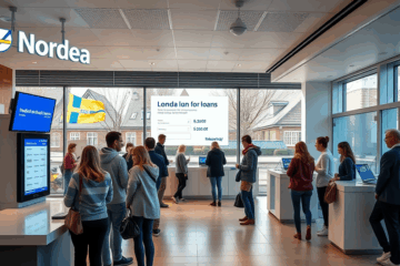 Bild på en glad person som beviljas snabb lån på Nordea Bank