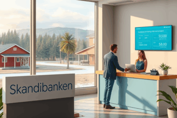 En person som använder Skandiabankens plattform för att ansöka om ett privatlån.