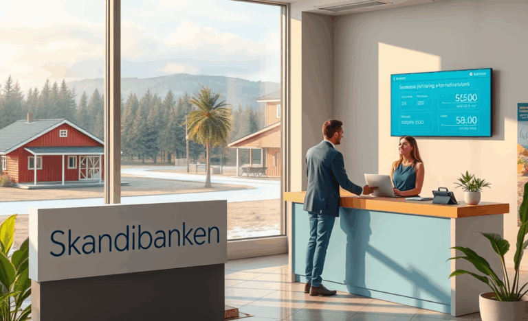 En person som använder Skandiabankens plattform för att ansöka om ett privatlån.
