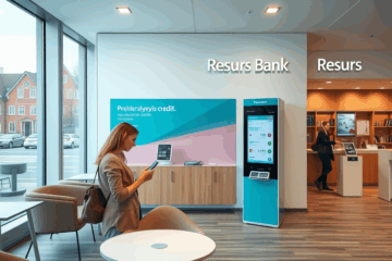 En person använder sin mobiltelefon för att ansöka om digital kredit via Resurs Bank.