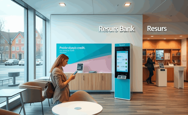 En person använder sin mobiltelefon för att ansöka om digital kredit via Resurs Bank.