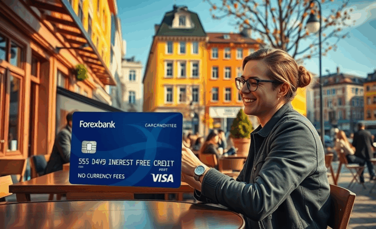 En illustration av Forex Bank kreditkort som erbjuder snabb kredittjänst.