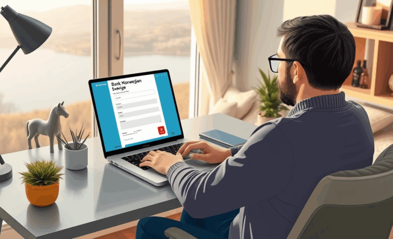 En person som ansöker om lån online hos Bank Norwegian Sverige med hjälp av BankID.