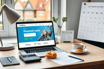 Person som använder Credways online-plattform för att ansöka om privatlån.